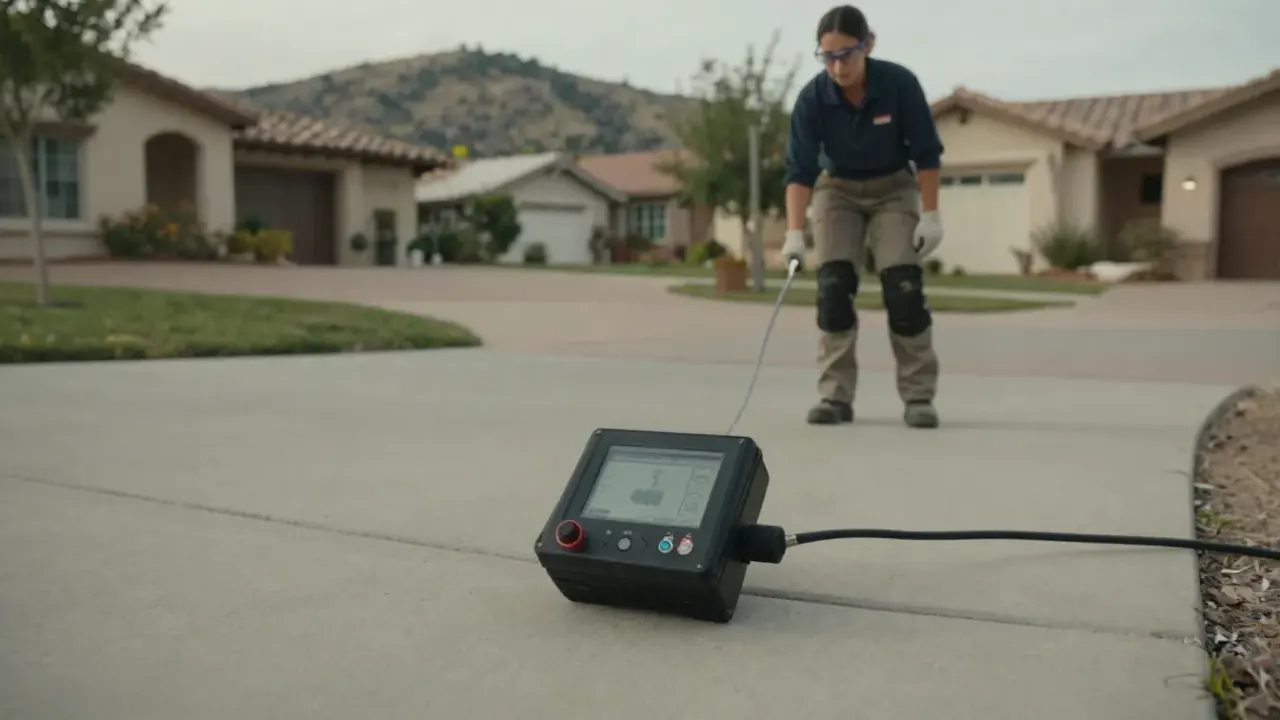 Leak Detection in Laguna Hills, California: close-up of a well-maintained, heavy-duty ground microphone sensor resting on a